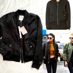 Avec Les Filles Black Bomber zip front jacket. Size S.